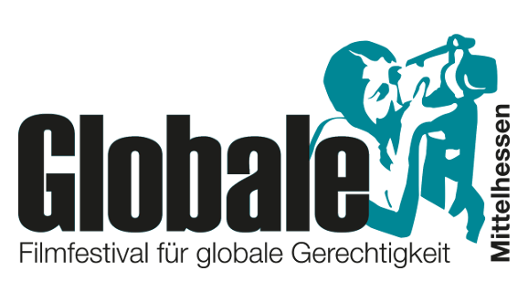 Logo der Globale Mittelhessen. Frau mit Kamera